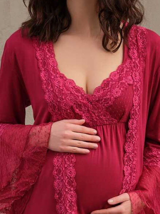 Anil Ev & Ic Giyim Robe Maternity & Nursing Maroon