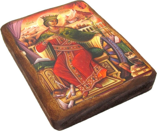 Ξυλινη Εικονα Αγια Αικατερινη 2απ 20x15cm
