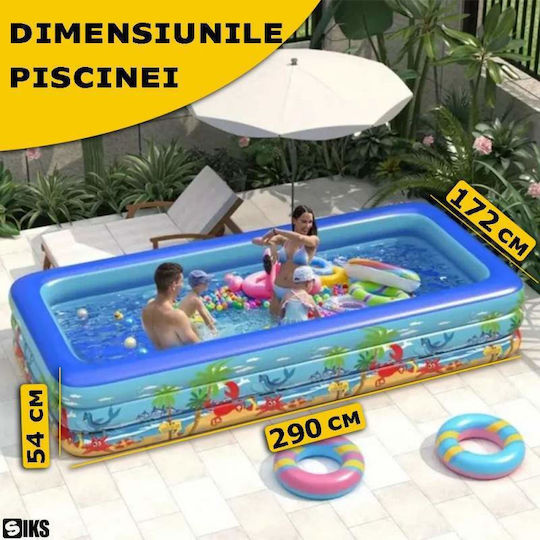 Kinder Pool PVC Aufblasbar 290x172x54cm Blau