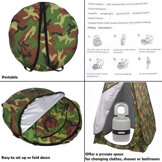 Cort De Camping Pop Up De Toaletă Verde 110x110x190cm