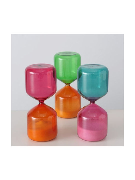 Hourglass Χειροποίητη Γυάλινη Διακοσμητική Κλεψύδρα 20 Εκ Πορτοκαλί Φουξ
