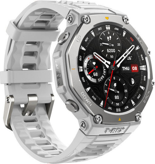 Amazfit T-Rex 3 Stainless Steel 48mm Waterproof Smartwatch with Heart Rate Monitor (Hazy Gray)