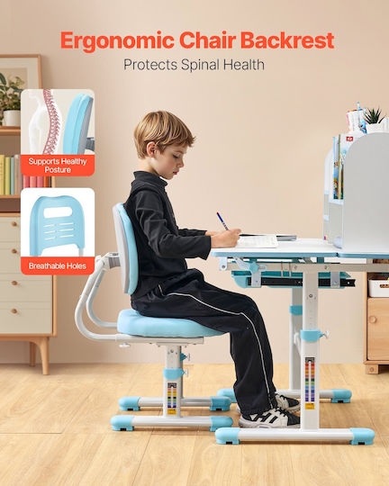 Kids Desk Made of Melamine Blue 80x60x54-73cm