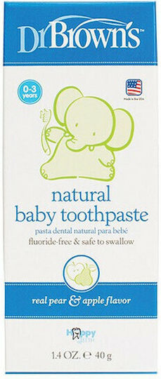Dr. Brown's Baby Toothpaste for 0m+ with Apple & Pear Flavor Fluoride-Free 40gr