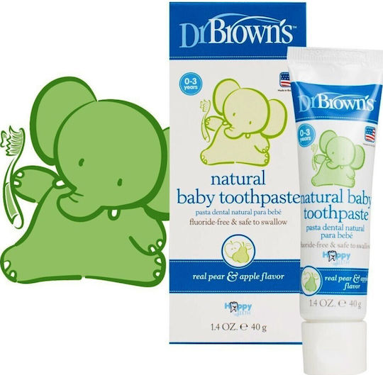 Dr. Brown's Baby Toothpaste for 0m+ with Apple & Pear Flavor Fluoride-Free 40gr