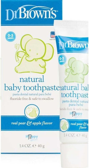 Dr. Brown's Baby Toothpaste for 0m+ with Apple & Pear Flavor Fluoride-Free 40gr