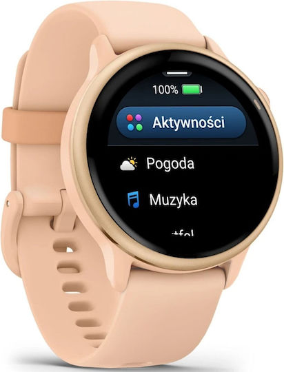 Garmin Vivoactive 6 Aluminium 42mm Αδιάβροχο Smartwatch με Παλμογράφο (Pink Dawn)