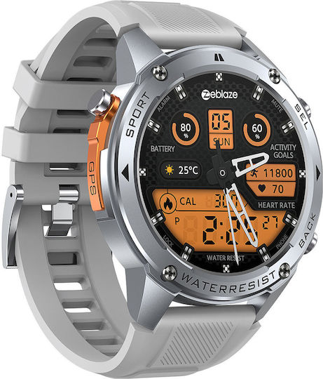 Zeblaze Stratos 2 Ultra Stainless Steel 52mm Waterproof Smartwatch with Heart Rate Monitor (Silver)