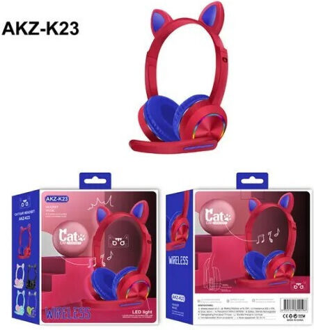 AKZ-K23 Wireless Over Ear Multimedia Headphone with Microphone Bluetooth Red