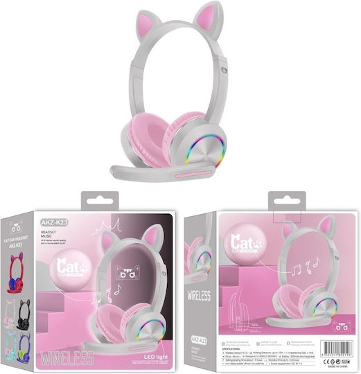 AKZ-K23 Ασύρματα Over Ear Multimedia Ακουστικά με μικρόφωνο και σύνδεση Bluetooth σε Γκρι χρώμα