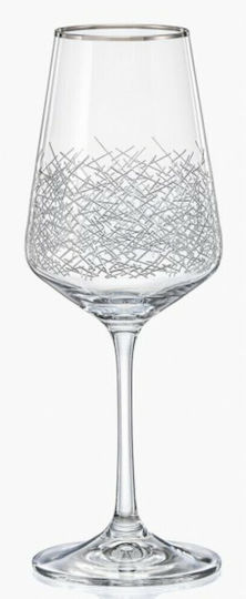 Bohemia Sandra Set Glasses for White Wine Made of Platinum Crystal Goblets 350ml 6 Pieces