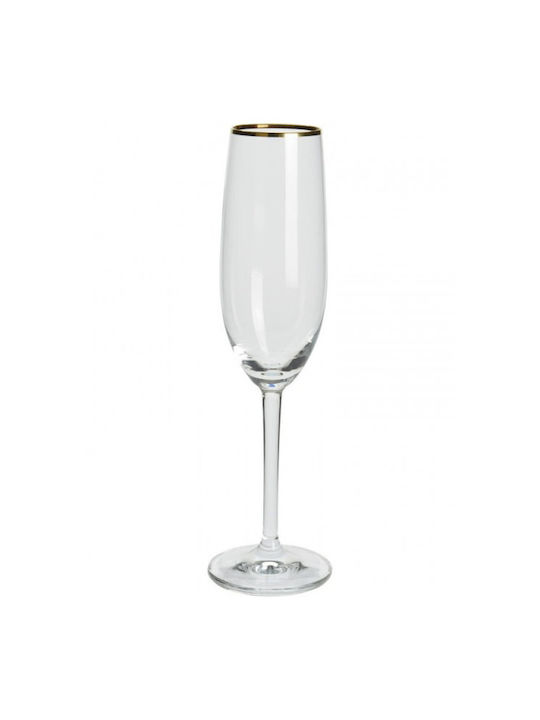 ArteLibre Set of Glasses Champagne made of Glass Gold Stemmed 6pcs