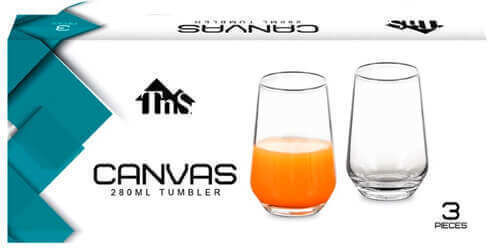 TnS Tumbler Set de pahare pentru apa din Sticlă 280ml 3buc