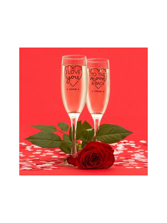 Legami Milano Cheers to Love Set Gläser Champagner aus Glas Mit Stiel 150ml 2Stück