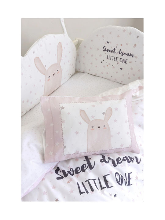 Nima Lovely Bunny Baby Sheets Set Crib Cotton Pink White 120x170cm