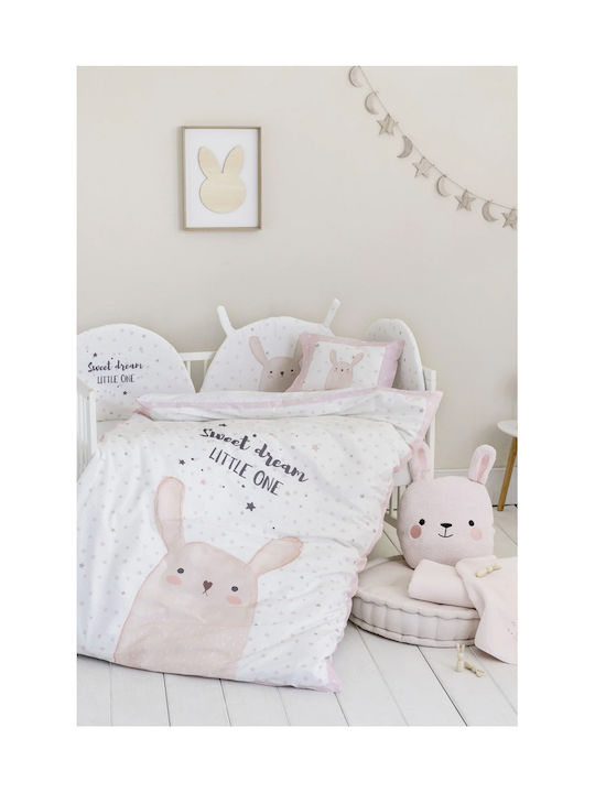 Nima Lovely Bunny Baby Sheets Set Crib Cotton Pink White 120x170cm