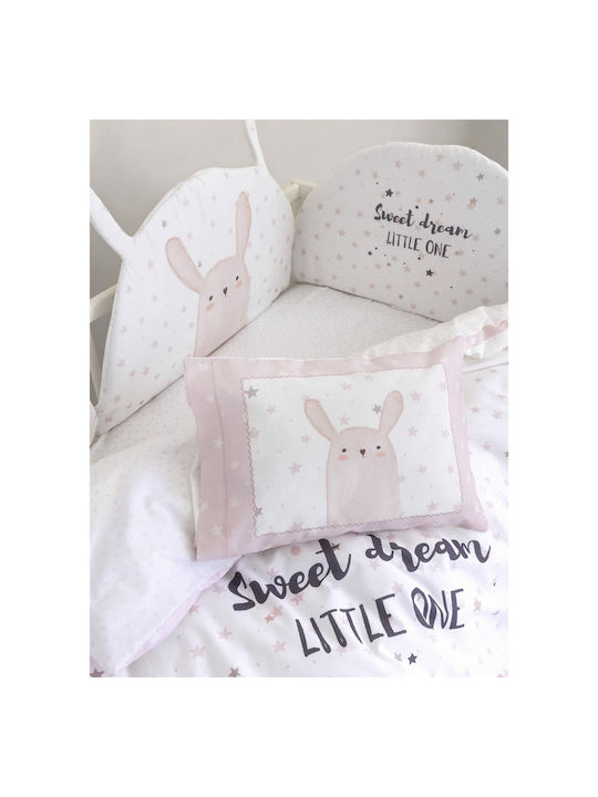 Nima Lovely Bunny Baby Sheets Set Crib Cotton Pink White 120x170cm