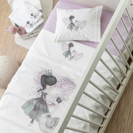 Borea Odette Baby Sheets Set Crib Cotton White 120x160cm 3pcs