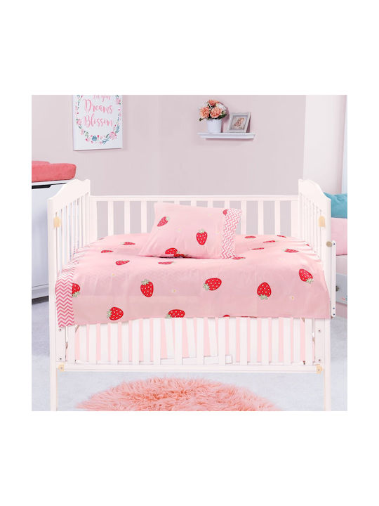 Beauty Home Art Set Baby Bettlaken Für Krippe Baumwollsatin Angepasst Rosa 70x140cm