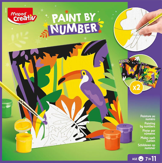 Set creativ Maped Pictură după numere Tucan & Fluture 20x20cm 907085