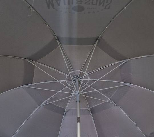 Maui & Sons Faltbar Strandsonnenschirm Aluminium Durchmesser 2,20 m UPF50+ Grau Durchmesser 2.2m mit UV Schutz und Belüftung Gray