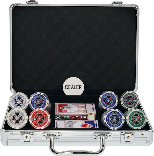Pokeritems Set von 200 nummerierten Pokerchips 38mm / 12gr in Koffer mit 2 Kartenspielen