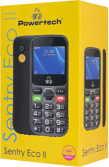 Powertech Sentry Eco II Dual SIM Κινητό με Κουμπιά (Ελληνικό Μενού) Μαύρο