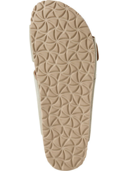 Leather Women's Flat Sandals in Green Color