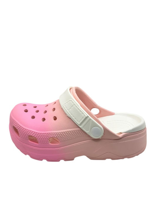 Women's Summer Clogs Tecos Fuchsia To Pink Gradient Comfortable Lightweight Ventilated Size 36 23.5 Centimeters