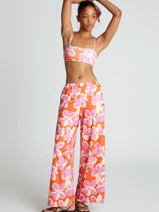 Women's Fabric Trousers in Straight Line Coralli