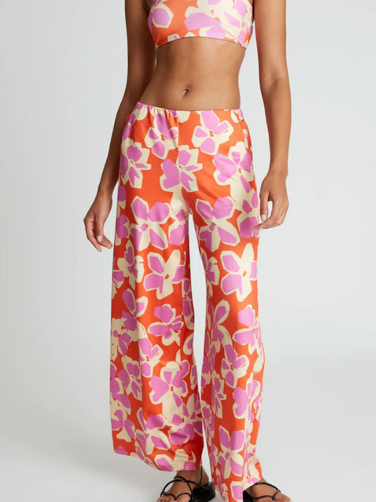 Women's Fabric Trousers in Straight Line Coralli