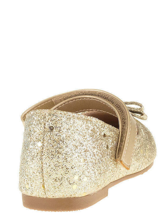 Kids Ballerinas with Hoop & Loop Closure Gold