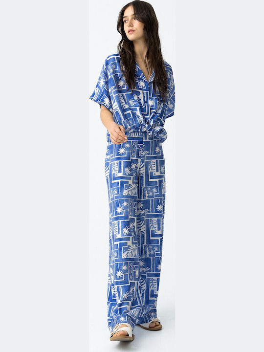 Damen Stoff Hose Royal Blue