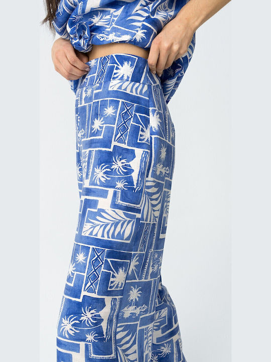 Damen Stoff Hose Royal Blue
