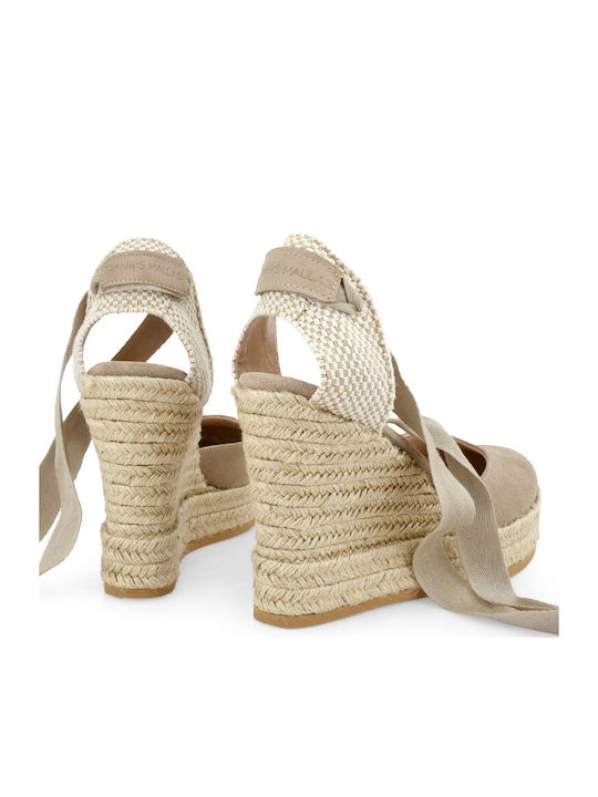 Women's Suede Platform Espadrilles Beige