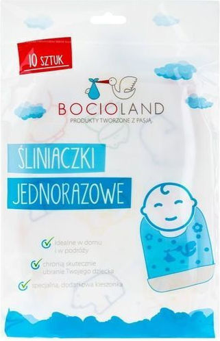 Bocioland Waterproof Fabric Baby Bib with Pocket White 10 Pieces