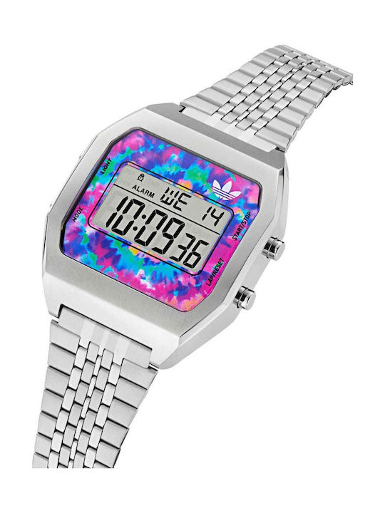 adidas Digital Two Ψηφιακό Γυναικείο Ρολόι 36mm Χρονογράφος Μπαταρίας με Ασημί Μεταλλικό Μπρασελέ