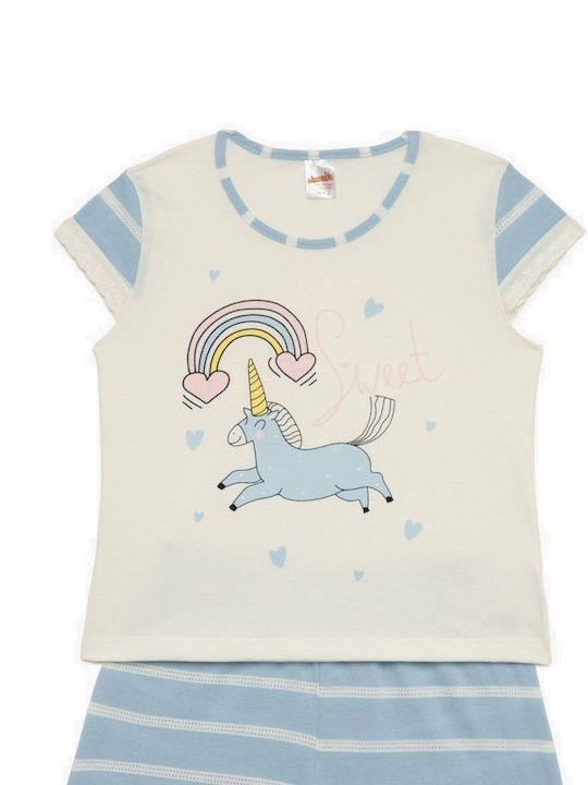 Minerva Παιδική Πιτζάμα Καλοκαιρινή Βαμβακερή Unicorn Stripes
