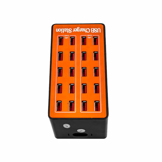Jiageng Charging Stand with 20 USB-A Ports 80W in Orange color (JG658)