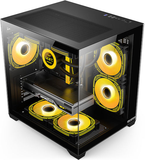 ProGaming Ambra Cube Carcasă PC Cu Deschidere Laterală Și Iluminare ARGB Neagră