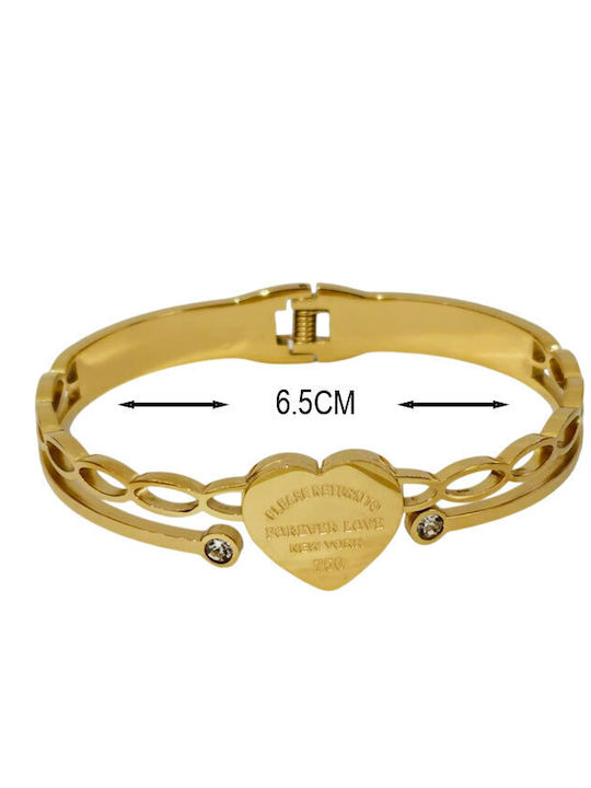 Women's Bracelet Handcuffs with Heart Design in Stainless Steel 6.5cm