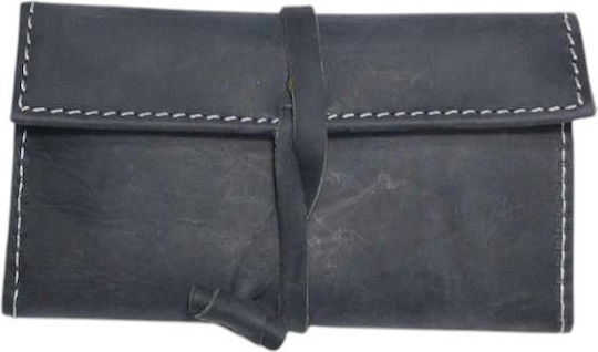 Gk Shoes Lederne Tabaktasche mit Verschluss 10x16.5cm Smoke Black