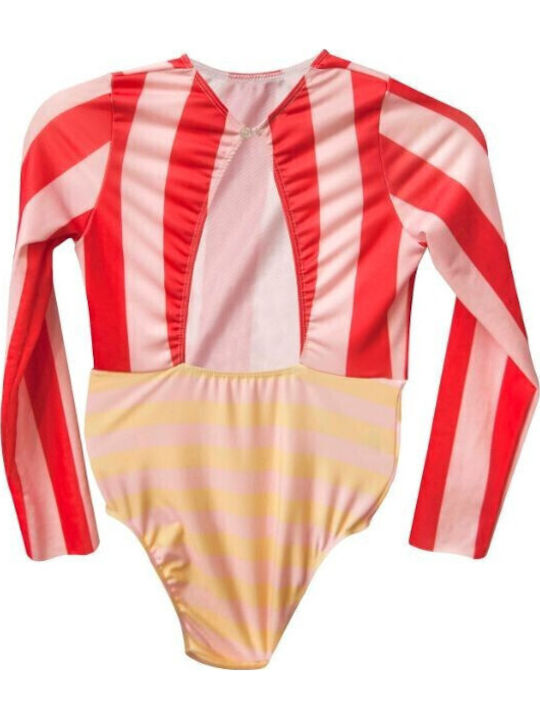 Two In A Castle Kids Swimwear Long Sleeve One-piece Red