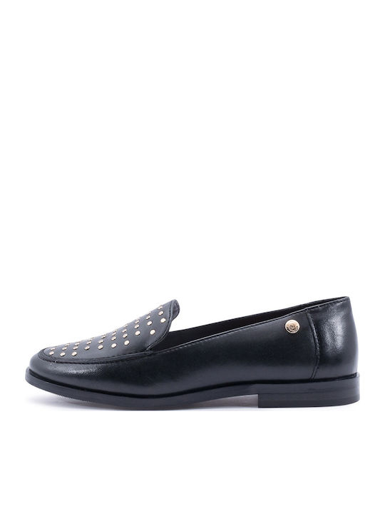 Leather Women's Loafers in Black Color