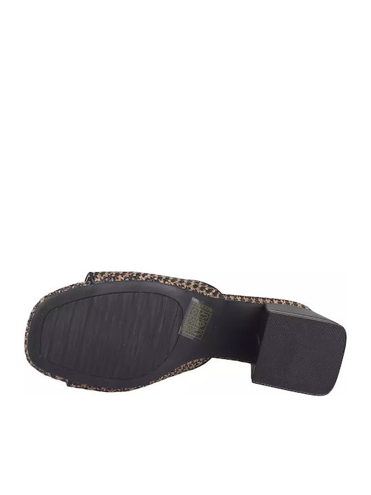 Damen Pantoletten mit Chunky Hoch Absatz in Schwarz Farbe