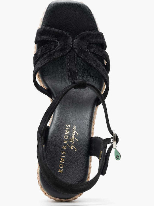 Women's Leather Platform Shoes Black/Beige
