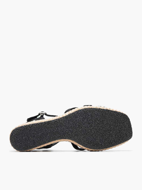 Women's Leather Platform Shoes Black/Beige