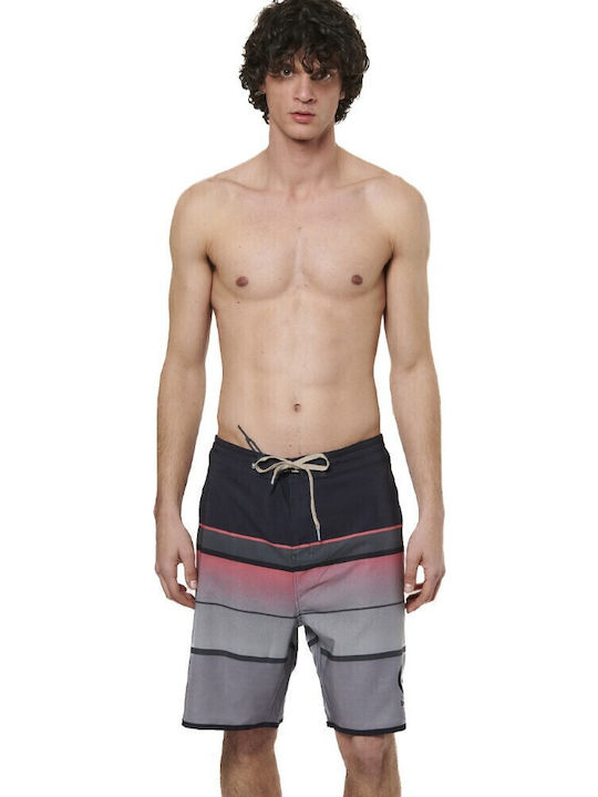 Ανδρικό Μαγιό Βερμούδα Black, Pink με Ρίγες