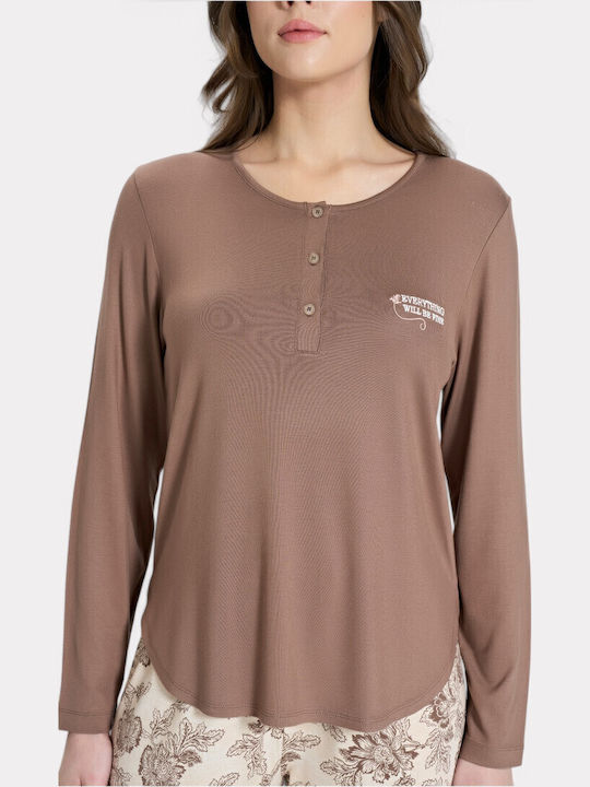 Pijadore Winter Women's Pyjama Set Brown