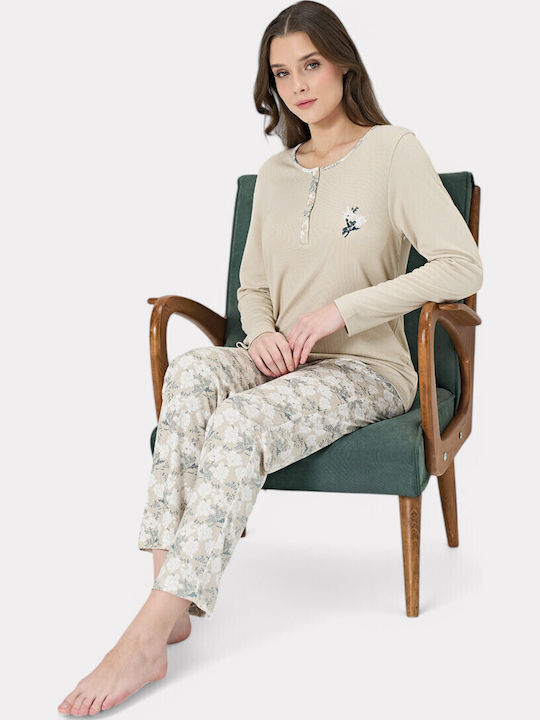 Pijadore Winter Women's Pyjama Set Beige